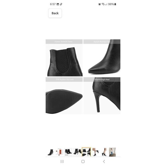New 5 Dream Pairs Black Point Toe Stiletto High Heel Ankle Boot Booties Shoe NWT - Picture 5 of 12